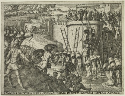 Giovanni Battista Fontana, Italian, 1524-1587, Romulus Takes the City of Caenina, 1573, etching and