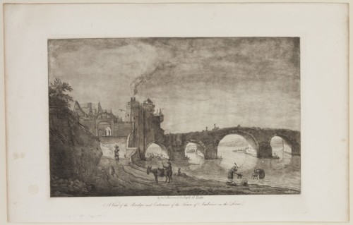William Baillie, English, 1723-1810, Landscape with a Stone Bridge, 1764, etching printed in black