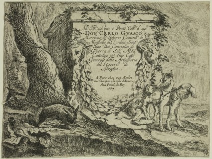 Jan Fyt, Flemish, 1611-1661, Title Page: Pedestal and a Pair of Dogs, 1642, etching printed in