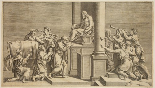Diana Scultori, Italian, 1535-1587, after Giulio Romano, Italian, 1499-1546, Bull Offered in
