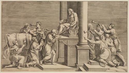Diana Scultori, Italian, 1535-1587, after Giulio Romano, Italian, 1499-1546, Bull Offered in