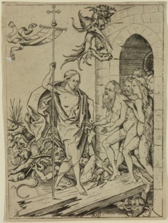 Master A. G., German, Descent into Limbo, 15th century, engraving printed in black ink on laid