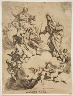 Luca Giordano, Italian, 1634-1705, Saint Anne Received into Heaven by the Holy Virgin and Jesus