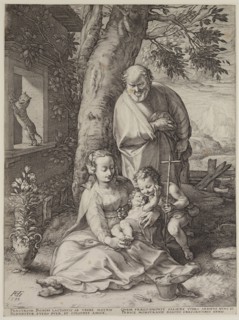 Hendrick Goltzius, Dutch, 1558-1617, Holy Family, 1593, engraving printed in black ink on laid