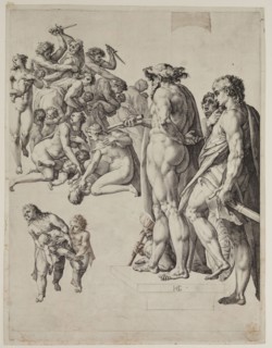 Hendrick Goltzius, Dutch, 1558-1617, Massacre of the Innocents, ca. 1617, engraving printed in