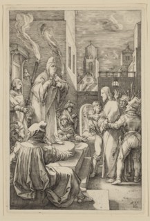 Hendrick Goltzius, Dutch, 1558-1617, Christ Before Caiphas, 1597, engraving printed in black ink on