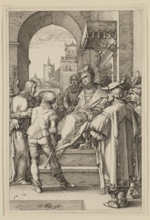 Hendrick Goltzius, Dutch, 1558-1617, Christ Before Pilate, 1596, engraving printed in black ink on