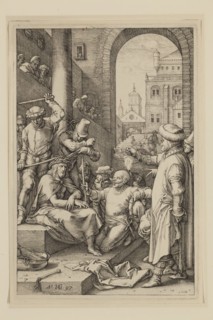 Hendrick Goltzius, Dutch, 1558-1617, Christ Crowned with Thorns, 1597, engraving printed in black