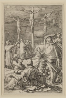 Hendrick Goltzius, Dutch, 1558-1617, Crucifixion, between 1596 and 1599, engraving printed in black