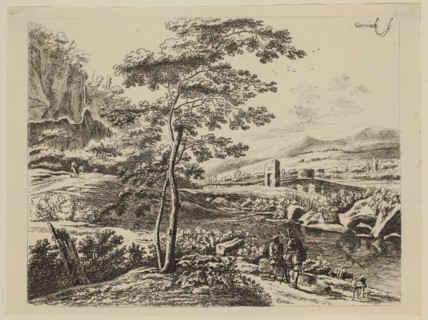 Willem de Heusch, Dutch, 1625-1692, The Pilgrim and the Shepherd, ca. 1690, etching and engraving