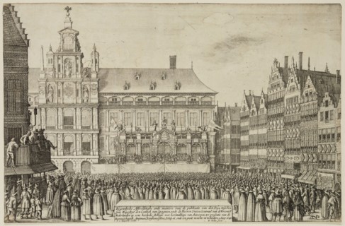 Wenceslaus Hollar, German, 1607-1677, Proclamation of Peace at Antwerp, 1648, etching printed in