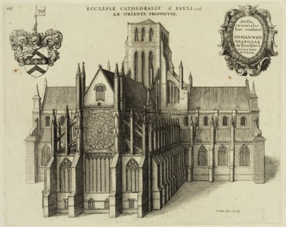 Wenceslaus Hollar, German, 1607-1677, Old Saint Paul's, Exterior: East, ca. 1658, etching printed