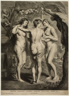 Pieter de, II Jode, Flemish, 1601-1674, The Three Graces, after 1636, engraving printed in black
