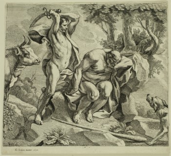Jacob Jordaens, Flemish, 1593-1678, Mercury Slaying Argus, 1652, etching and engraving printed in