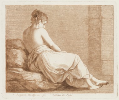 Angelica Kauffmann, Swiss, 1741-1807, Sitting Half Naked Maiden, 1780, etching and aquatint printed