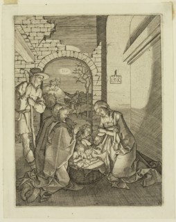 Ludwig Krug, German, 1490-1532, Adoration of the Shepherds, 1516, engraving and etching printed in