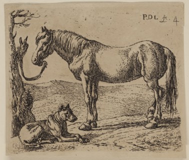 Pieter de Laer, Dutch, 1592-1642, Horse and Dog, between 1592 and 1642, etching printed in black