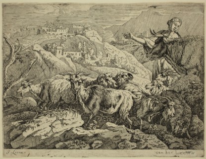 Govaert van der Leeuw, Dutch, 1645-1688, The Shepherdess with the Herd, 17th century, etching