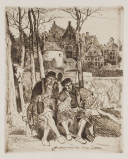 Hendrik Jan Augustyn Leys, Belgian, 1815-1869, Promenade hors des murs, ca. 1869, etching printed