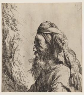 Jan Lievens, Dutch, 1607-1674, Bust of a Bearded Oriental Man with Turban, 17th century, etching