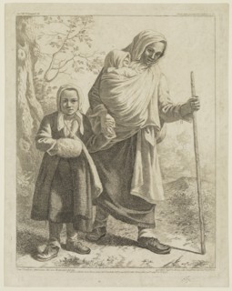 Francesco Londonio, Italian, 1723-1783, Woman Carrying an Infant and Leading a Girl by the Hand,
