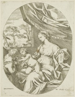 Carlo Maratta, Italian, 1625-1713, Virgin, Child and Saint John, 1647, etching printed in black ink