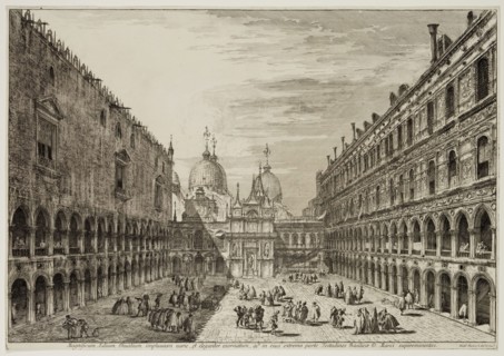 Michele Giovanni Marieschi, Italian, 1696-1743, Court Yard of the Ducal Palace, Venice, 18th