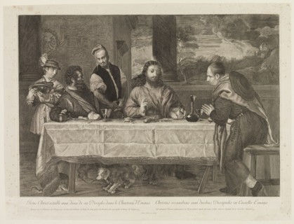 Antoine Masson, French, 1636-1700, after Titian, Italian, ca.1488-1576, The Supper at Emmaus, 17th
