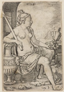Master I. B., German, Faith, ca. 1530, engraving printed in black ink on laid paper, Sheet (trimmed