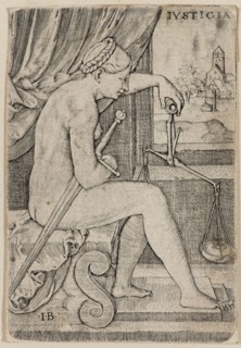 Master I. B., German, Justice, ca. 1530, engraving printed in black ink on laid paper, Sheet