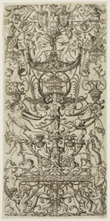 Nicoletto da Modena, Italian, Ornamental Panel with Bound Slaves and a Birdcage, between 1500 and