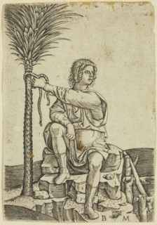 Benedetto Montagna, Italian, 1481-1558, Man Seated by a Palm Tree, between 1481 and 1558, engraving