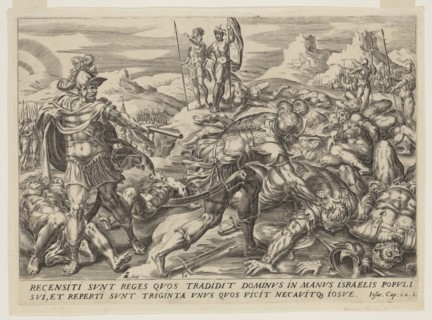 Herman Jansz. Muller, Netherlandish, 1540-1617, Joshua Conquers and Kills Thirty-one Kings, between