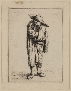 Adriaen van Ostade, Dutch, 1610-1685, Peasant Wrapped in a Cloak, ca. 1638, etching printed in