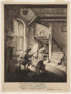 Adriaen van Ostade, Dutch, 1610-1685, Painter in His Studio, ca. 1667, etching and engraving