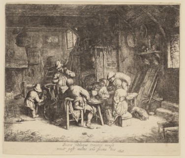 Adriaen van Ostade, Dutch, 1610-1685, Le goute, ca. 1664, etching and engraving printed in black