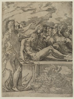 Parmigianino, Italian, 1503-1540, The Entombment, 16th century, etching printed in black ink on