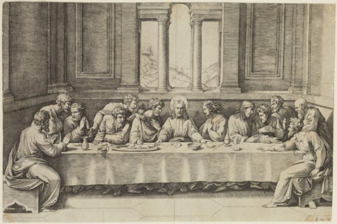 Marcantonio Raimondi, Italian, 1487-1534, after Raphael, Italian, 1483-1520, Last Supper, between