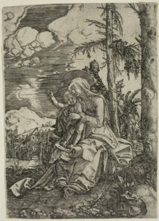 Albrecht Altdorfer, German, 1480-1538, Madonna with the Blessing Child, 1515, engraving printed in
