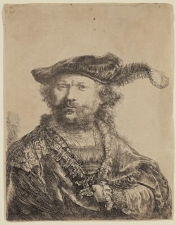 Rembrandt Harmensz van Rijn, Dutch, 1606-1669, Self Portrait in a Velvet Cap with Plume, 1638,