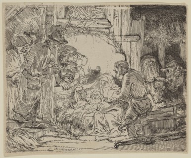 Rembrandt Harmensz van Rijn, Dutch, 1606-1669, Adoration of the Shepherds, ca. 1654, etching
