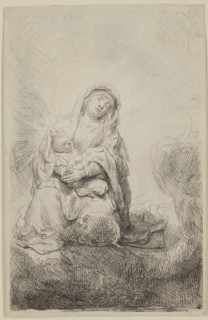Rembrandt Harmensz van Rijn, Dutch, 1606-1669, Virgin and Child in the Clouds, 1641, etching and