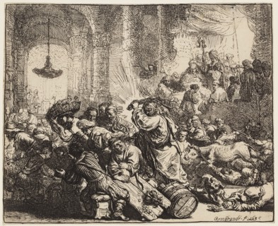 Rembrandt Harmensz van Rijn, Dutch, 1606-1669, Christ Driving the Money Changers from the Temple,