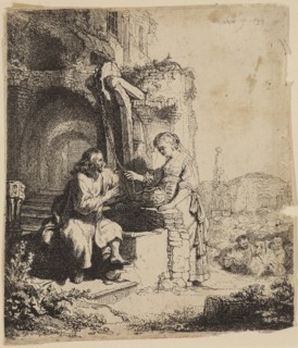 Rembrandt Harmensz van Rijn, Dutch, 1606-1669, Christ and the Woman of Samaria Among Ruins, 1634,