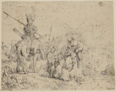Rembrandt Harmensz van Rijn, Dutch, 1606-1669, Baptism of the Eunuch, 1641, etching printed in