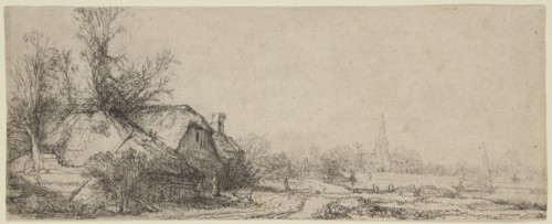 Rembrandt Harmensz van Rijn, Dutch, 1606-1669, Cottage beside a Canal: A View of Diemen, ca. 1645,