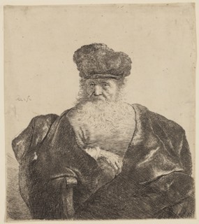 Rembrandt Harmensz van Rijn, Dutch, 1606-1669, Old Man with Beard, Fur Cap, and Velvet Cloak, ca.
