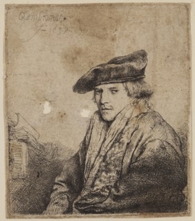 Rembrandt Harmensz van Rijn, Dutch, 1606-1669, Young Man in a Velvet Cap, 1637, etching printed in
