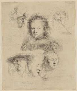 Rembrandt Harmensz van Rijn, Dutch, 1606-1669, Studies of the Head of Saskia and Others, 1636,