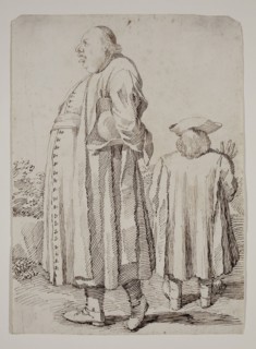 Pier Leone Ghezzi, Italian, 1674-1755, A Priest Walking and a Man Seen From the Back, between 1674